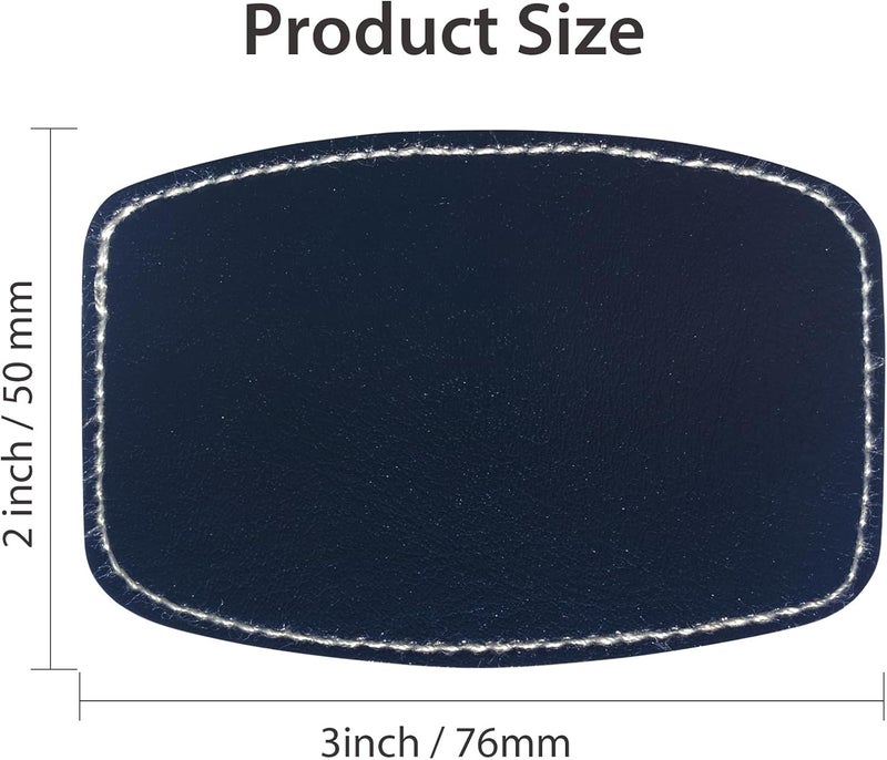 Twig Black Curved Rectangle Leatherette/Leather Patches/Sheets with Adhesive Iron-on Blank Laser Engraving/UV Printing/Baseball Hats/Truck Caps/Beanie/Fedora Heat Press Leather Sheets(30 Pieces-3 in×2 in) - Image 2